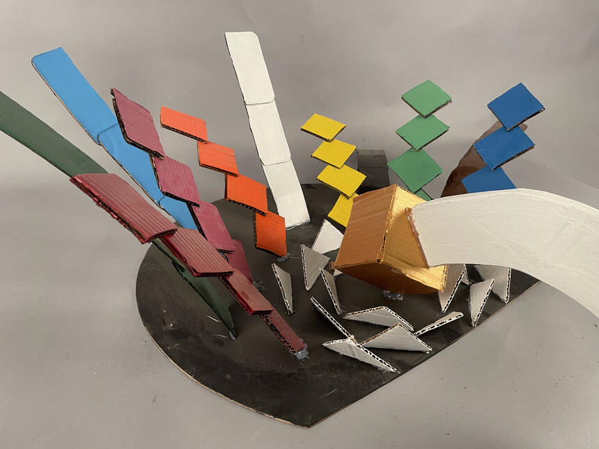 Retrofitting Project, Acrylic on Cardboard