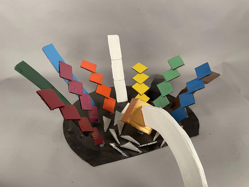 Retrofitting Project, Acrylic on Cardboard