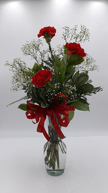 Triple Carnation – Red &amp; White