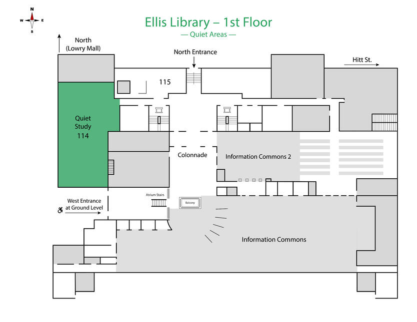 University of Missouri Ellis Library – First Floor: Quiet Areas