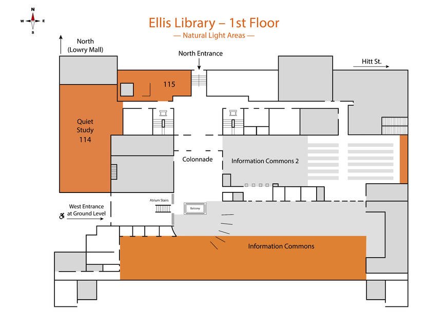 University of Missouri Ellis Library – First Floor: Natural Light Areas